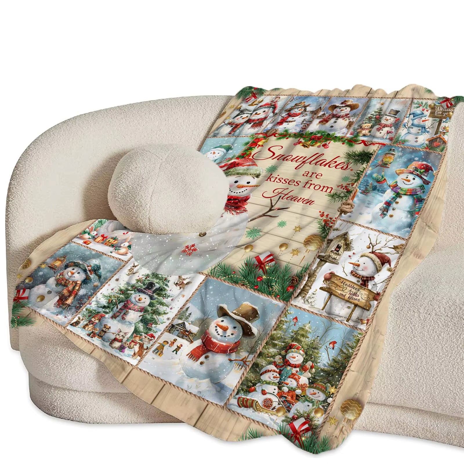 Snowman Blanket Christmas Throw Blanket Cozy Plush Fleece Flannel Holiday Blankets Lightweight Fuzzy Gifts for Women Me