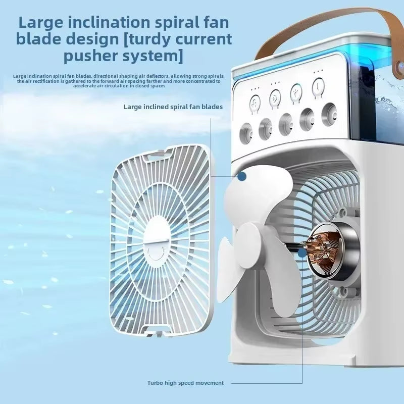 Portable Misting Fan 3 Speed Desktop Mini Air Conditioner Rechargeable Water Cooling Mist Fan with 500Ml Water Tank Cooling Fan