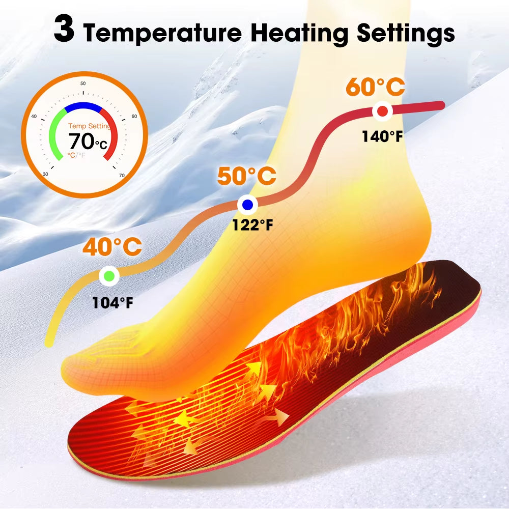 Cordless Heated Shoe Insoles APP Control Electric Foot Warming Pad Feet Warmer Sock Pad Mat Winter Heating Insole Winter Warm