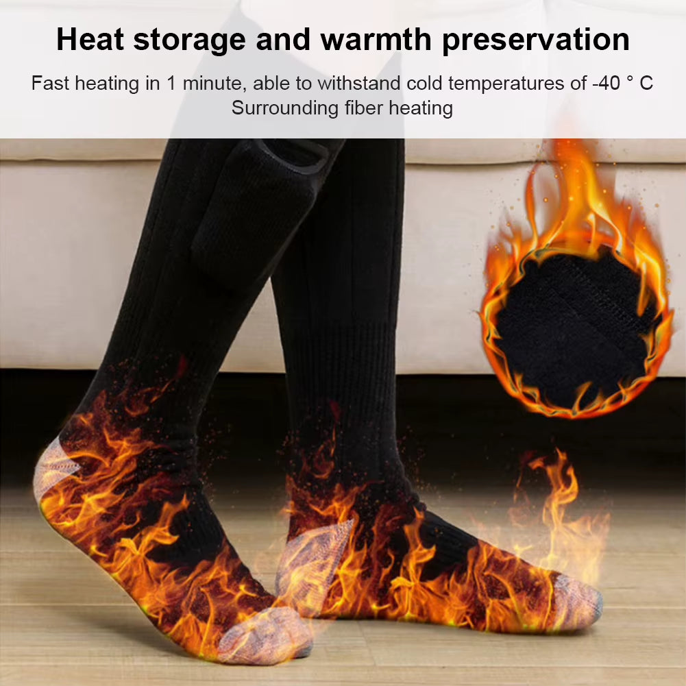 Unisex Thermal Insulated Sock Breathable Warmer Stockings Washable Rechargable for Winter Skiing Cycling