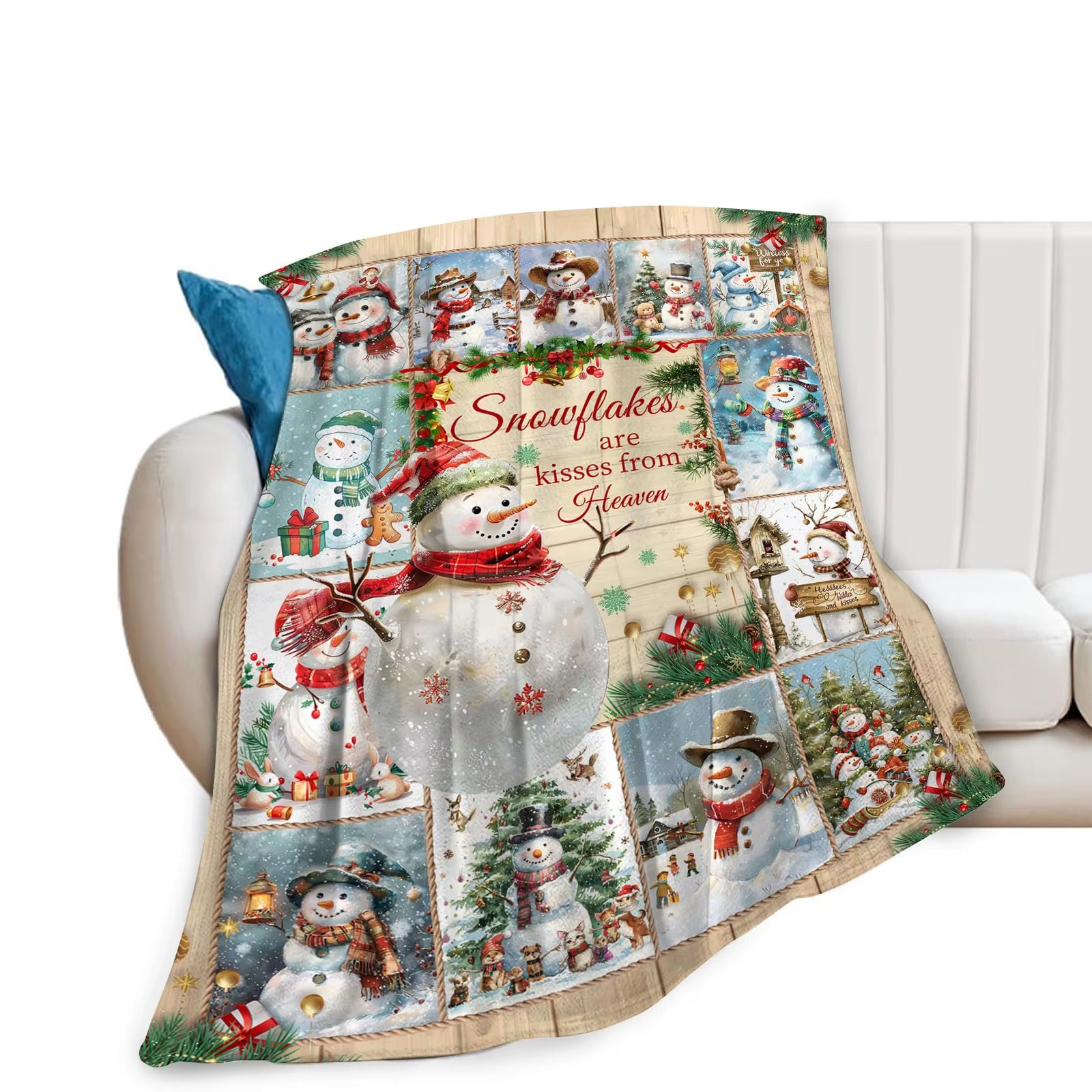 Snowman Blanket Christmas Throw Blanket Cozy Plush Fleece Flannel Holiday Blankets Lightweight Fuzzy Gifts for Women Me