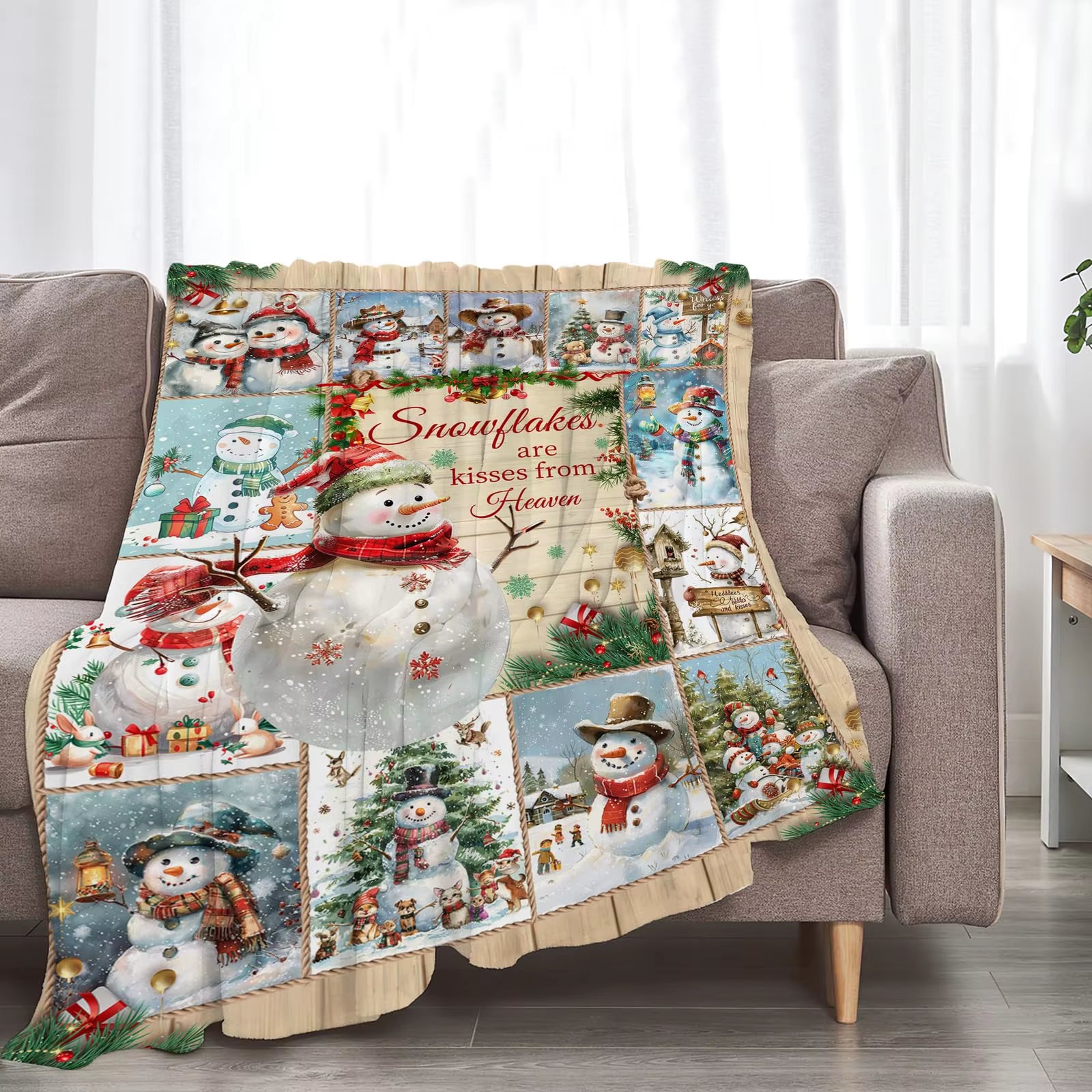 Snowman Blanket Christmas Throw Blanket Cozy Plush Fleece Flannel Holiday Blankets Lightweight Fuzzy Gifts for Women Me