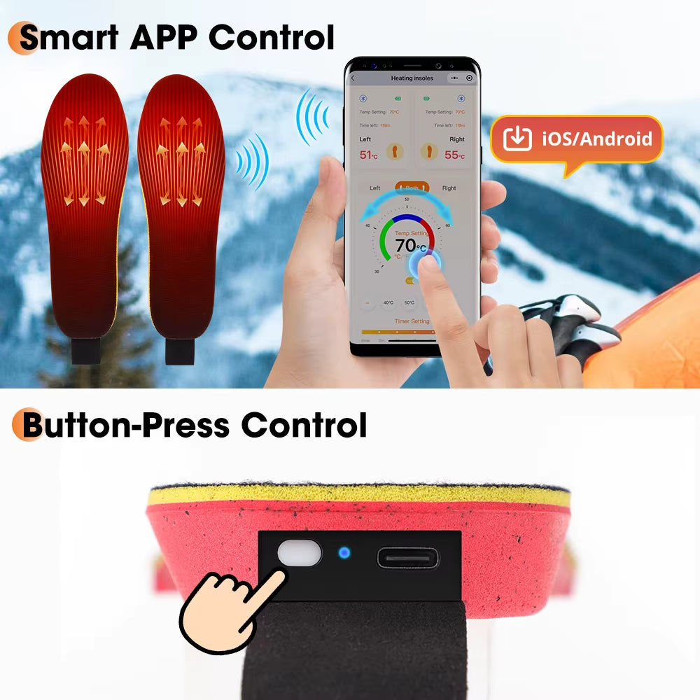 Cordless Heated Shoe Insoles APP Control Electric Foot Warming Pad Feet Warmer Sock Pad Mat Winter Heating Insole Winter Warm