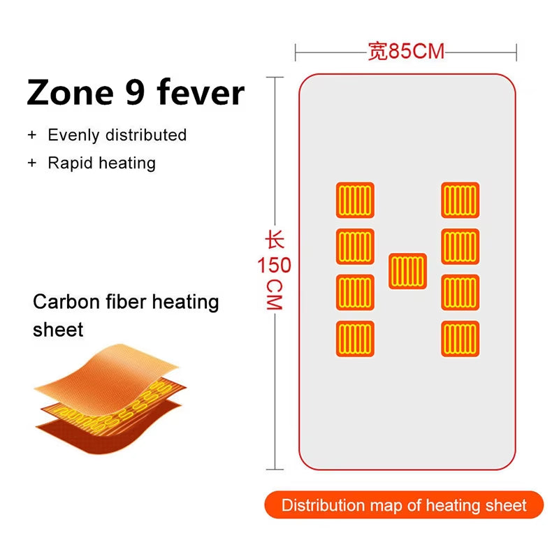 Electric Heated Blanket with USB Charge 3 Heating Level Heated Shawl Throw Blanket Coral Velvet 9 Heated Areas for Home Office