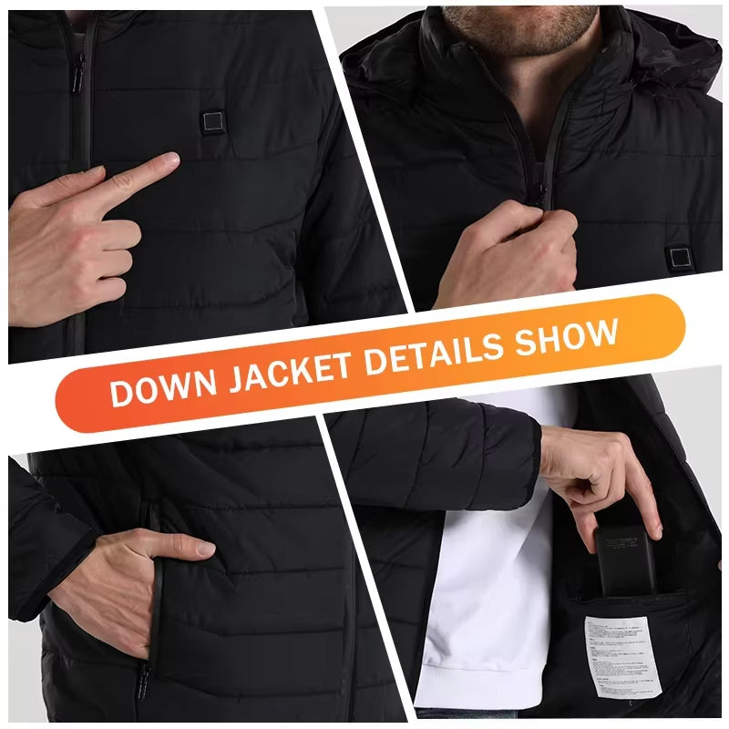 Wholesale Custom Battery Heated Jacket Puffer in Stock down Coat Women'S Rechargeable Electric Heated Jacket Men