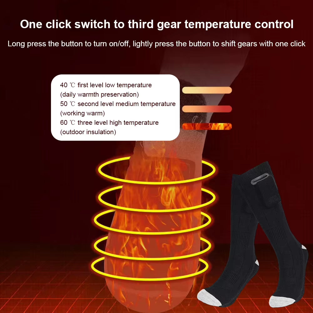 Unisex Thermal Insulated Sock Breathable Warmer Stockings Washable Rechargable for Winter Skiing Cycling