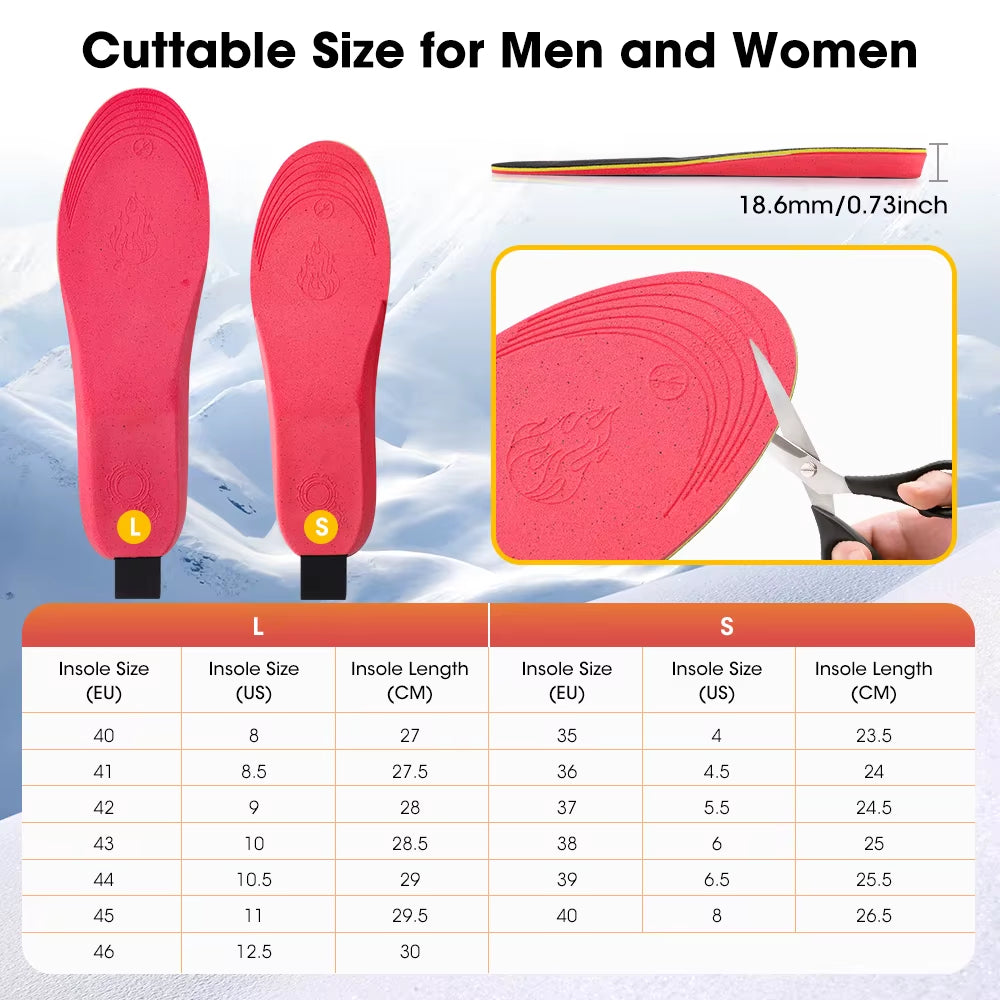 Cordless Heated Shoe Insoles APP Control Electric Foot Warming Pad Feet Warmer Sock Pad Mat Winter Heating Insole Winter Warm