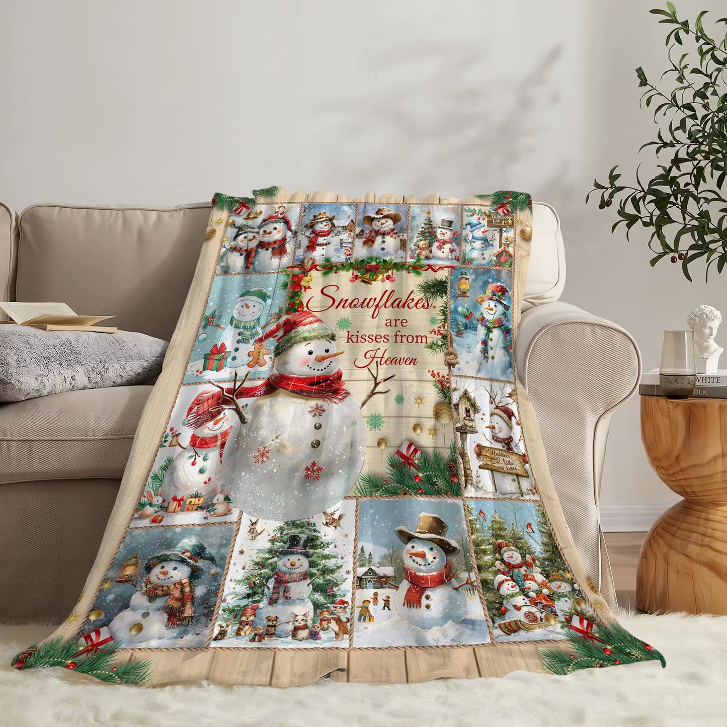 Snowman Blanket Christmas Throw Blanket Cozy Plush Fleece Flannel Holiday Blankets Lightweight Fuzzy Gifts for Women Me