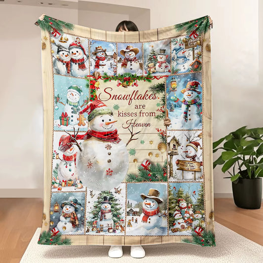 Snowman Blanket Christmas Throw Blanket Cozy Plush Fleece Flannel Holiday Blankets Lightweight Fuzzy Gifts for Women Me
