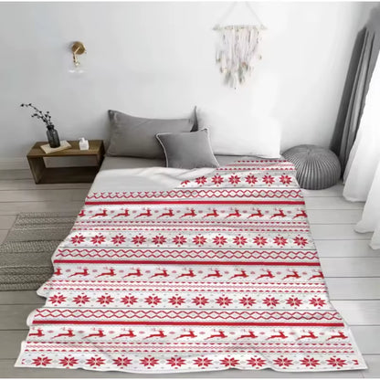 1Pc Christmas Blanket Deer Snowflake 3D Print Smooth Flannel Blanket for Home Living Room Bedroom Decor New Year Christmas Gift
