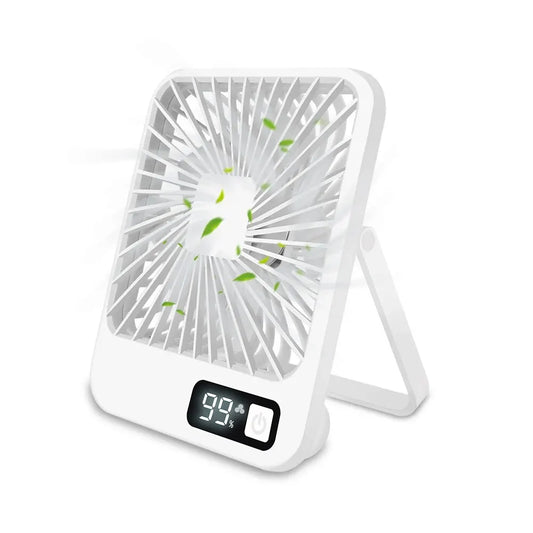 Office Fan with 5-Speed Strong Air Flow Digital Display Strong Air Flow Cooling Fan Super Silent Small Desktop Fan USB Charging