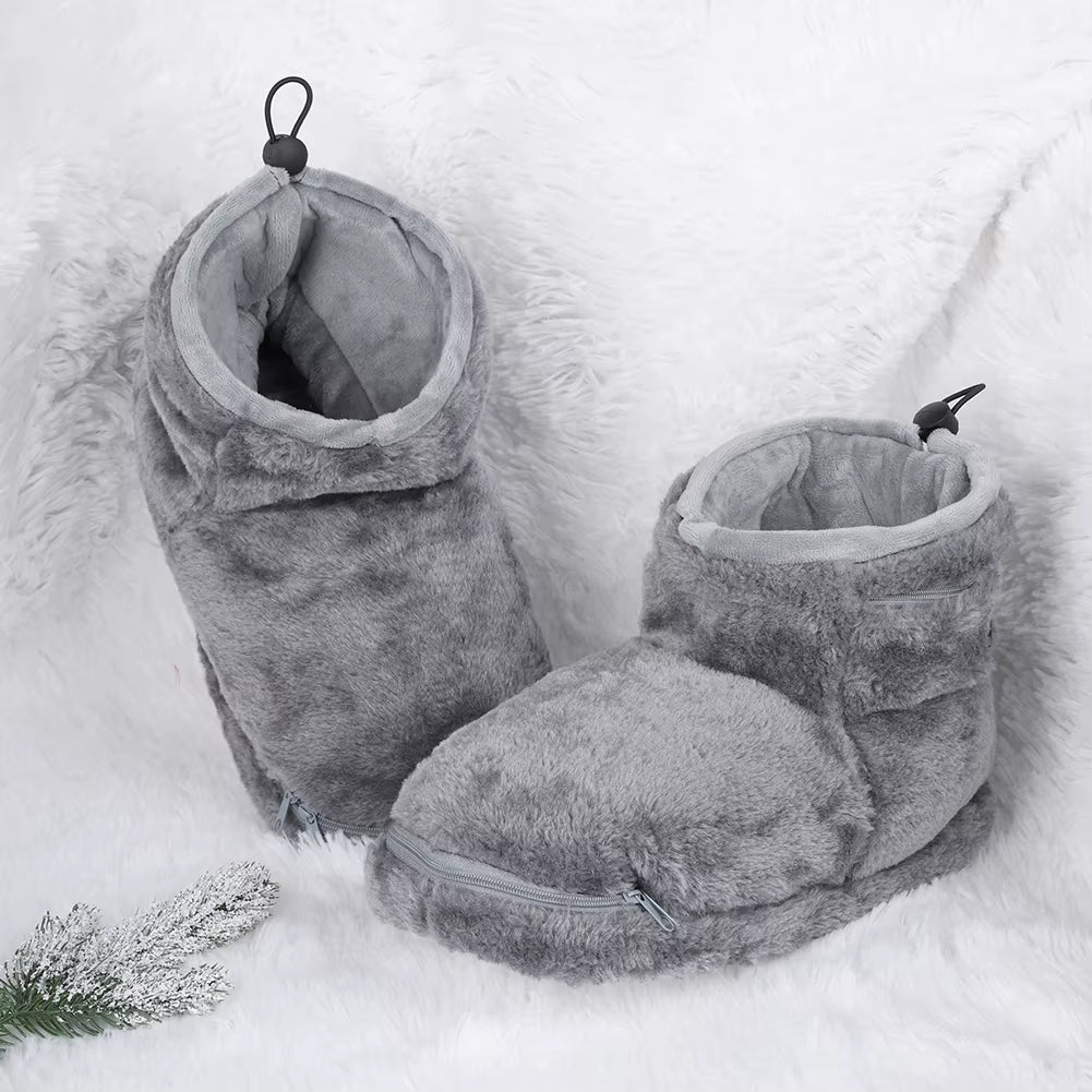 USB Heater Foot Shoes Winter Warm Snow Boots Comfortable Plush Warm Electric Slippers Electric Heated Shoes for Women Men