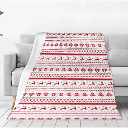 1Pc Christmas Blanket Deer Snowflake 3D Print Smooth Flannel Blanket for Home Living Room Bedroom Decor New Year Christmas Gift